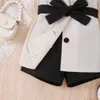 Clothing Sets Kid Baby Girl 4PCS Outfit Solid Color Camisole Tops and Elastic Shorts Belted Vest Coat Sun Hat Summer Clothing Set 4-7T