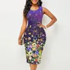 Casual Dresses Elegant A-Line Dress for Women Round Neck Sleeveless Print Flowers Sexig Slim Skirt Halloween Party Purim Outfits 5xl