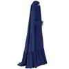 Ethnic Clothing Muslim Abaya For Women Dubai Turkish Islamic Large Hem Dresses Casual Solid Color Robe Traditional Festival Prayer Clothes