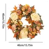 Decorative Flowers Fall Floral Wreath Realist Autumn Decor 15.75inch Harvest Maples Leaf Peony For Thanksgiving Day Farmhouse