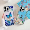 Stylish Flower Metal Finger Ring Holder Cases For Iphone 15 Pro Max 15 Plus Iphone15 Fashion Bling Butterfly Hard PC TPU Electroplated Plating Metallic Phone Cover