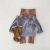 Kledingsets Fashion Striped Baby's Cap Autumn Born Baby Cothes Set 2023 Pyjama's Home Suit voor meisjesjongens