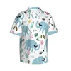 Мужские повседневные рубашки Симпатичные слоны мужские гавайские с коротким рукавом пуговица на пляже тропический цветочный