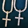 Colares pendentes Hip Hop Cross cobre inserir 4mm de zircão banhado a homens e mulheres de ouro de 4 mm Acessórios para joias hipster de rua