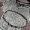 23SS Women Designer Tee Knits Designer T Tamas de designer com Jacquard letra listrada Girls Crop Tops Runway Marca de luxo viscose Stretch Sleeve Pullover de manga curta