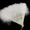 Decorative Figurines Chinese Feather Folding Fan Lolita Sweet Fairy Girl 1920s Flapper Dance Hand With Pendant Gift Wedding Party Decoration