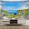 Wandtee Seaside Mountains und Flüsse Wandteppich Wandhänge Landschaft Wohnzimmer Hintergrund Stoff Wohnkultur R230815