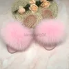 Slippels Zomer Jelly Shoes Plush Fur Slippers Women Echte Fox Fur Slides Outdoor Flat Sandals Big Size Shoes For Women Flip Flops X230519