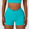 Actieve shorts naakt sense sense yoga abdominale lift bil strakke buitenkleding gekruiste taille hoofd fitnesssporten