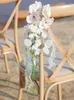 装飾的な花1pc結婚式の椅子の飾り式のための人工ファレエノプシスレセプション通路花柄