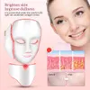 Gesichtsmassage 7 Farben leichte LED -Maske mit Hals -Gesichtspflegebehandlung Schönheit Anti -Akne -Therapie Gesichtsaufhellungshaut Rejuvenation Machine 230814