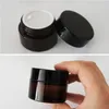 Amber Glass 5 ml 1/6 oz Small Thick Wall Round Jars Vials Pot Cosmetic Bottle Face Cream Containers With Black Lids For Lotion Make Up Hidgn