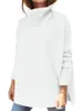 Kvinnors tröjor Hög hals överdimensionerad tröja medium lång batwing hylsa delad midja pullover vit khaki brun turtleneck