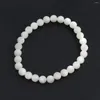 Bangle 1pc Natural Stone Round White Jade Multi Size Women's Charm Beads High Quality Bracelet Jewelry Accessories Gift