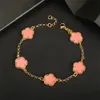 CHARM BRACELETS Fivelleaf Yonca Bileklik Klasik Fourleaf 16 Renk Doğal Taş Kabuk Lüks Yüksek Kalite Takı 230814