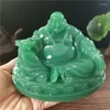 Decorative Figurines Chinese Feng Shui Laughing Buddha Statue Man-made Jade Stone Ornaments Big Maitreya Sculpture Home Decoration