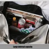 Duffel Bags Silver Sports Bag Lady Luggage Bag in Travel Bags with Tag Duffel Gym Bag Leather Women Yoga Fitness sac de sport Big J230815