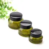 15 30 50ML Green Color Refillable Glass Cosmetic Jars Post Bottles for Face Cream, Lip Blam, Makeup Cream Facial Mask Lotion Container Cfbqx