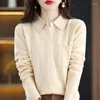 Maglietta da donna Pollo tascabile Pocket Cardigan Mlassa lunga in lana solida Knit Autumn/Winter Slim Fit Formale Fashion Fashion Top S-XXL