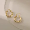 Hoop Earrings 18K Gold Plated Fashion Jewelry Shine Metal Simple For Women Holiday Party Daily Elegant Earring Accessories