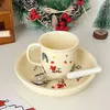 Mugs Ins Christmas Party 8 Inch Plates Cartoon Graffiti Korea Kawaii Style Desserts Breakfast Food Container Merry Xmas