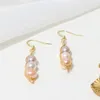 Dangle Ohrringe natürlicher Süßwasserperl weiß rosa lila 6-7 mm runde Perlen 14 kgp Großhandel