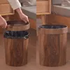 Waste Bins Retro Wood Grain Trash Can Home Living Room Kitchen Garbage Bin Office Toilet Paper Basket Bathroom Bedroom Supplies 230815