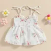 Girl's Dresses Baby Dresses For Girls Summer Chiffon Print Sleeveless Infant Girl Dress Casual Beach Clothes White Clothing R230815