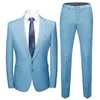Herenpakken 1 Set Stijlvolle pak Coat -broek Turndown Collar Pockets Super Soft Slanking Pure Color Blazer Pants