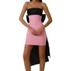 Casual Dresses Womens Super Bowknot Strapless Mini Tube Dress Boat Neck Off Shoulder Princess Bodycon Party Prom