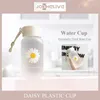 Water Bottles Plastic 500ml Small Daisy Transparent Creative Frosted Bottle Portable Trendy WatRope Travel Tea Cup