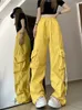 Pantalones de mujer Capris Zoki Cargo Pantra Mujeres Y2K Hip Hop Hop Loose Casual Casual Palabos Americano Big Pockets Lace Up Fashion Lady Pants 230814