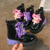 Sneakers Girl s Boots Autumn Pink Purple Patent Leather Lovely Children Short Boot 22 33 Toddler Round Toe Chunky Fashion Kids Shoes 230815