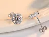 Stud Earrings 925 Sterling Silver Real 2 Carat 8mm Moissanite Heart For Women Sparkling Wedding Fine Jewelry