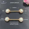 Labret Lip Piercing Schmuck 2 PCSlot 14g Luxus natürlicher Opal Nippel Ring Zunge Schild Roségold Farbe Edelstahl Langhantel sexy 230814