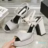 Designer Sandalen Womens Outdoor Schuhe Strass 10 cm Plattform High Heels Lederschuh Freizeitparty Hochzeit 35-41