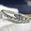 Lusso Bvlgr top accessori di gioielleria designer donna Bracciale in osso di serpente pieno di diamanti di alta edizione placcato oro spesso braccialetto aperto a forma di serpente stretto alla moda