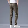 Мужские брюки Slim Fit 2023 Летний молодежный бизнес повседневный тонкий ледяной шелк классический офисный бренд