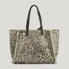 School Bags Vintage Leopard Large Capacity Tote Bag Designer Women Shoulder Luxury Faur Fur Handbags Big Shopper Purse Winter