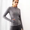 Actieve shirts sport compressie shirt vrouwen lange mouw workout top 2023 ritsjoga pilates training slijtage dames winter gym kleding grijs