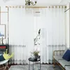 Cortina moderna bordada cortinas de tule branco para quarto sala de estar readymade azul cinza onda cortinas