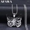 Collane a ciondolo Fashion Butterfly Flower Collana in acciaio inossidabile Colore argento Ala volante Colgantes N4636S1