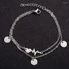 Charm Bracelets Oly2u Fashion Double Layered Heartbeat Snowflake Cuff Stainless Steel Christmas Pulseras Mujer Moda 2023