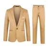 Men's Suits Men Slim Fit Pants Set Stylish Business Suit Lapel With Pockets For Spring Autumn Office Solid Color