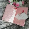 50set viola inviti romantici di nozze con carte RSVP Decorazione della festa Card Fare di matrimonio Invito di compleanno Laser Invitizz