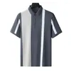 Men's Polos Arrival Fashion Suepr Large Summer Youth Casual Polo Stripe Print Short Sleeve Plus Size XL 2XL 3XL 4XL 5XL 6XL 7XL