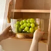 Servis uppsättningar Glass Hushållens minimalistiska mode Träfruktsnackmutterplatta
