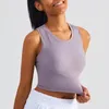 Yoga Outfit Crew Neck Running Tennis Sports Tank Tops Women Ribbed Mid Support Vest Wireless Gym Training Workout Crop Top Built In Bra