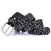 Andra modetillbehör Bälten Fashion Women's Rivet Punk Rock Style Man Belt för Lady Pu Leather Sequins Metal Buckle Wide Star Bead 230814