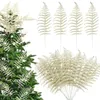 Flores decorativas Planta artificial de Natal de 20 peças 16,92 polegadas folhas de prata de ouro Glitter Home Party Decorating Tree Diy